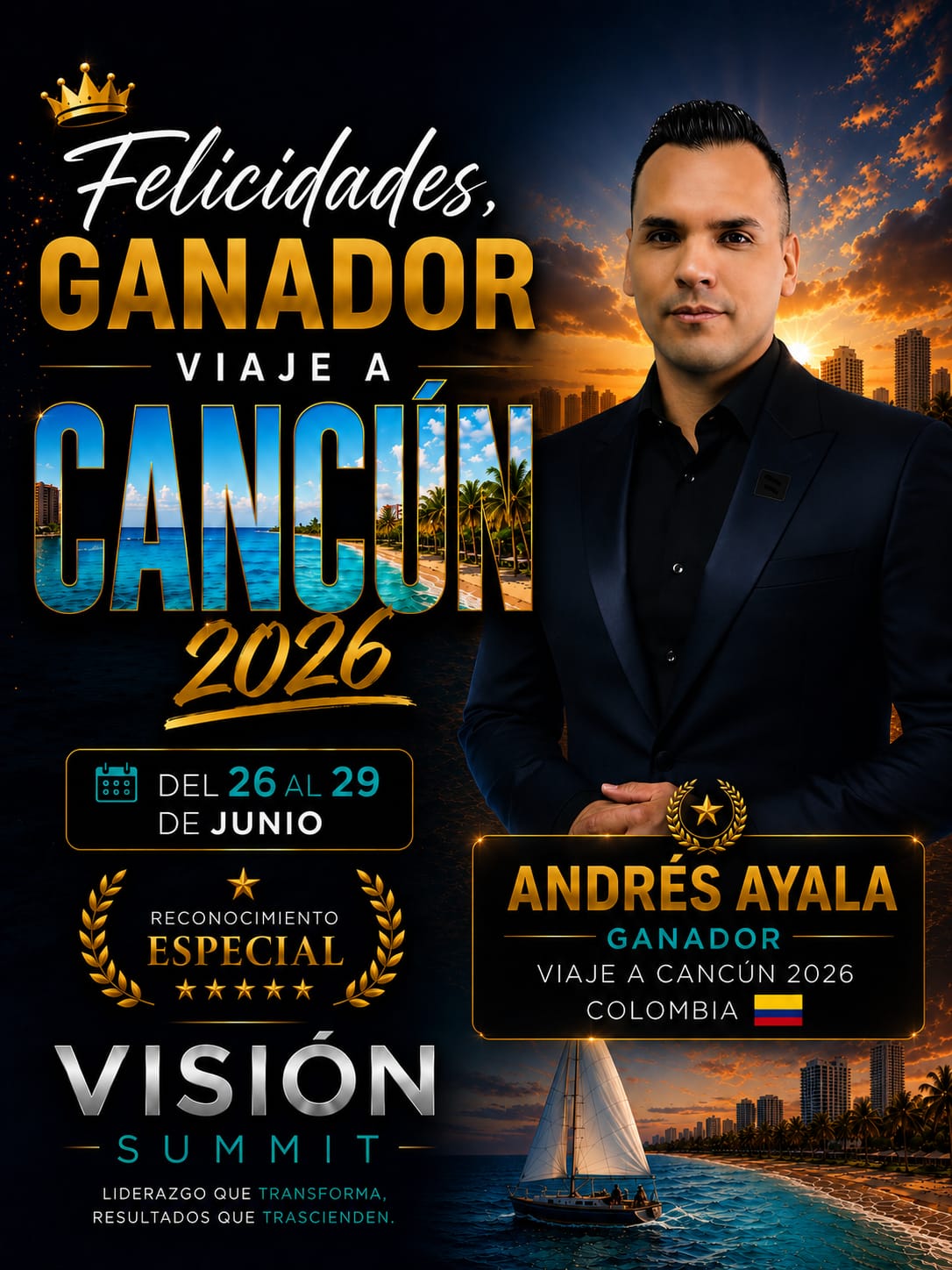 Andrés Ayala 🇨🇴 — Ganador Viaje a Cancún 2026