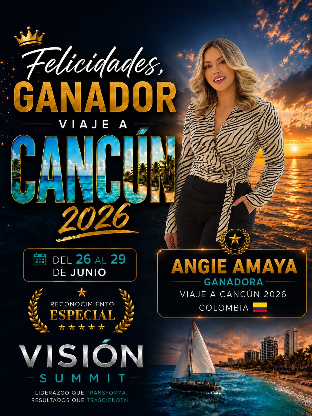 Angie Amaya 🇨🇴 — Ganadora Viaje a Cancún 2026