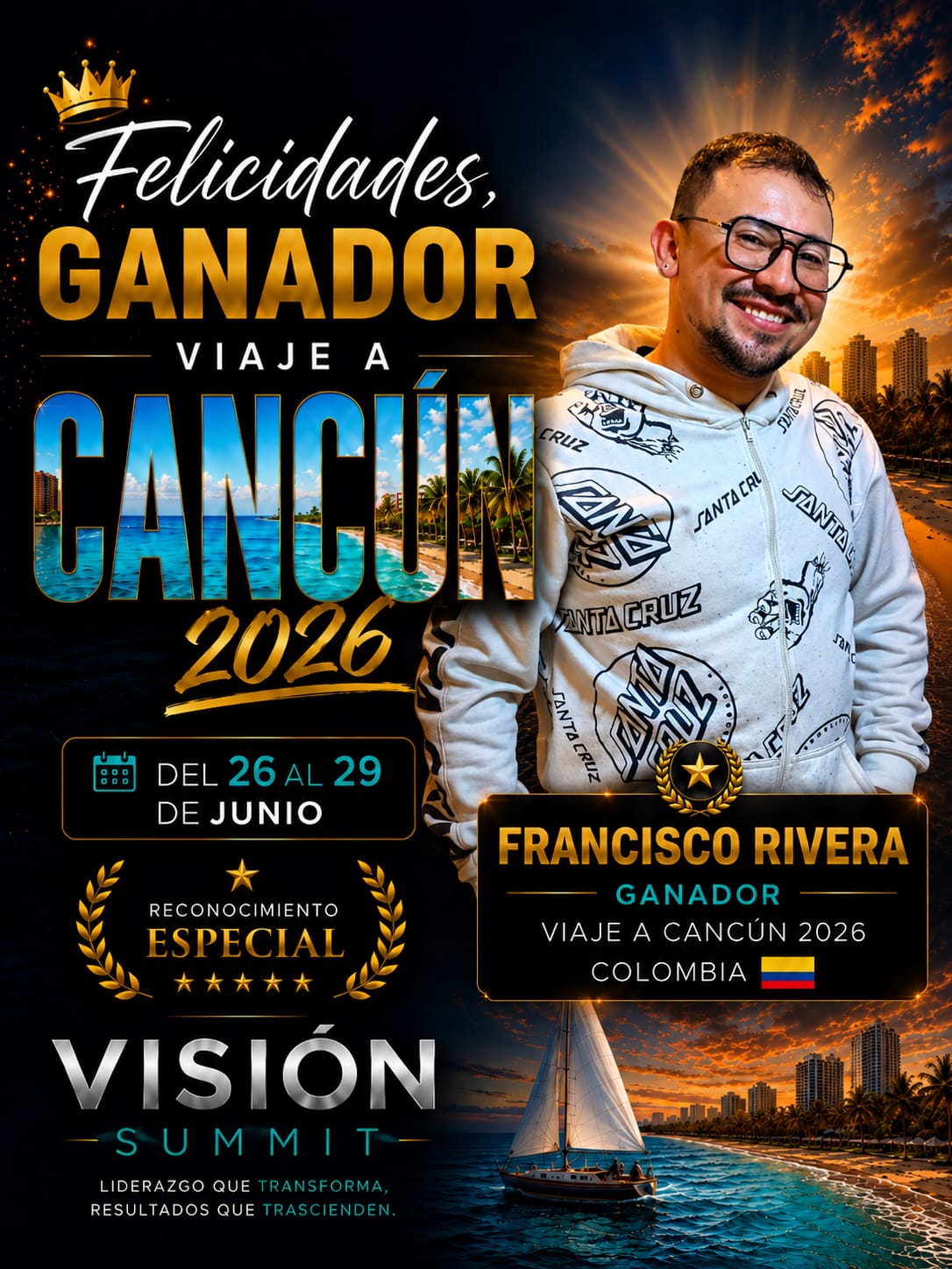 Francisco Rivera 🇨🇴 — Ganador Viaje a Cancún 2026