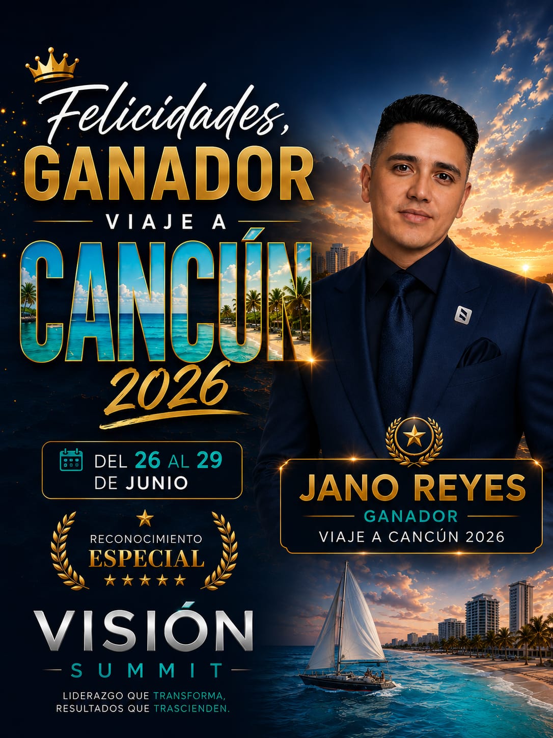 Jano Reyes — Ganador Viaje a Cancún 2026
