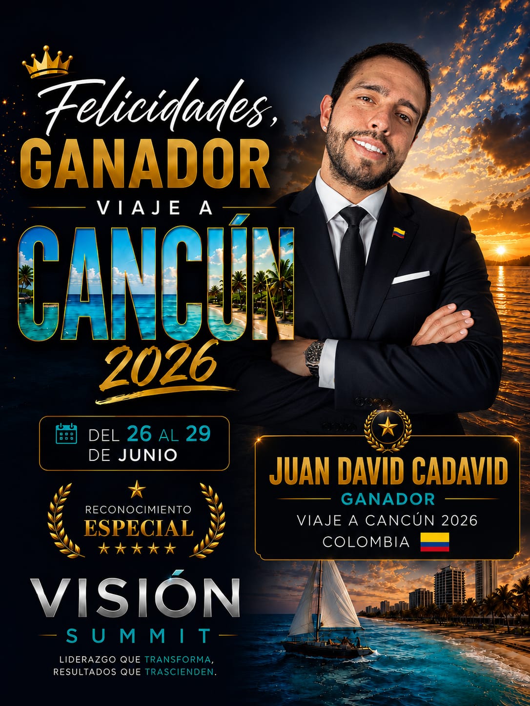 Juan David Cadavid — Ganador Viaje a Cancún 2026