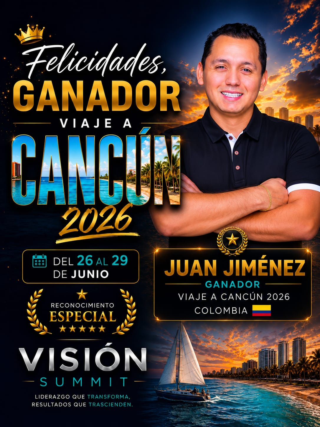 Juan Jiménez 🇨🇴 — Ganador Viaje a Cancún 2026