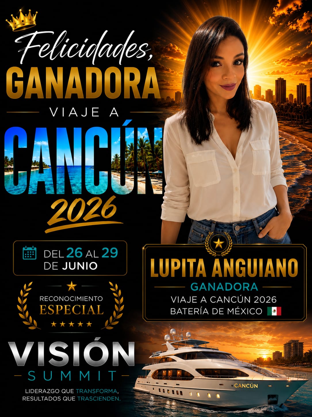 Lupita Anguiano — Ganadora Viaje a Cancún 2026