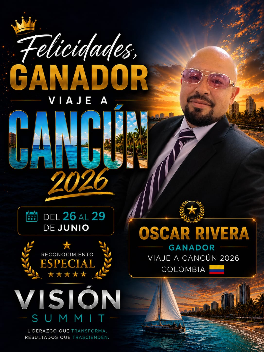 Oscar Rivera 🇨🇴 — Ganador Viaje a Cancún 2026