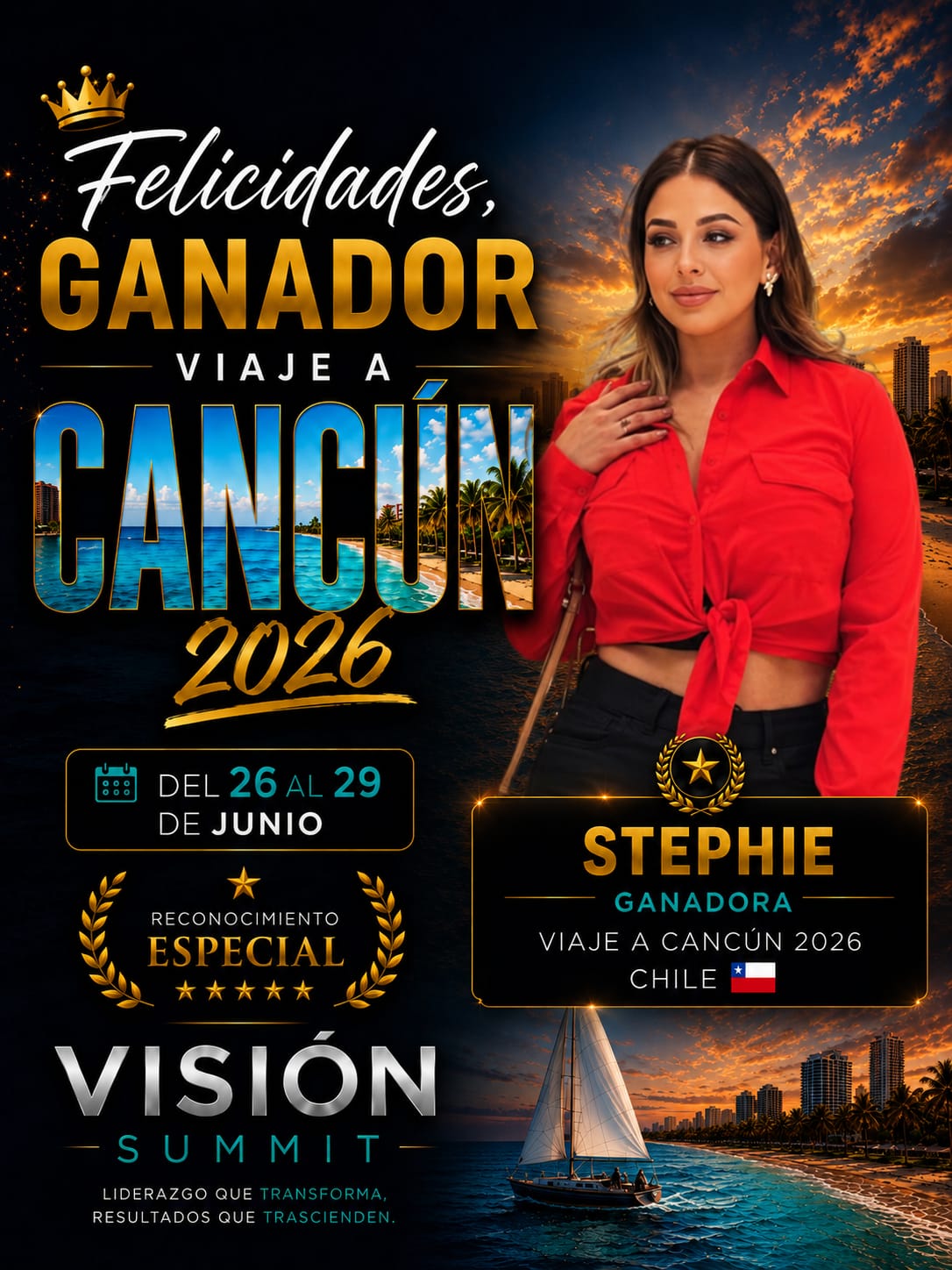 Stephie 🇨🇱 — Ganadora Viaje a Cancún 2026