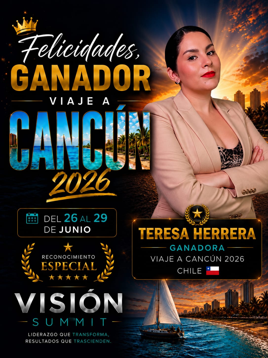 Teresa Herrera 🇨🇱 — Ganadora Viaje a Cancún 2026