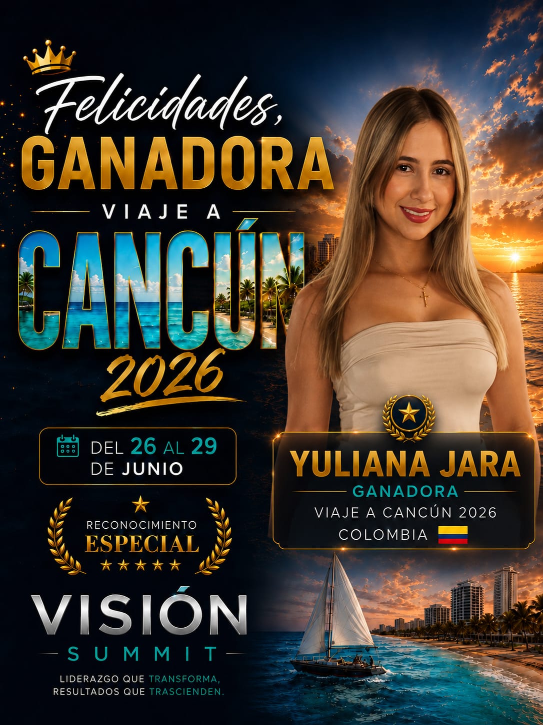 Yuliana Jara 🇨🇴 — Ganadora Viaje a Cancún 2026